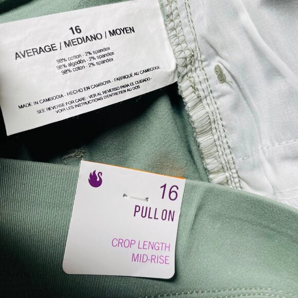 NWT Gloria Vanderbilt All Round Slimming Effect Green Pull On Crop Pants Size 16 - Picture 4 of 10